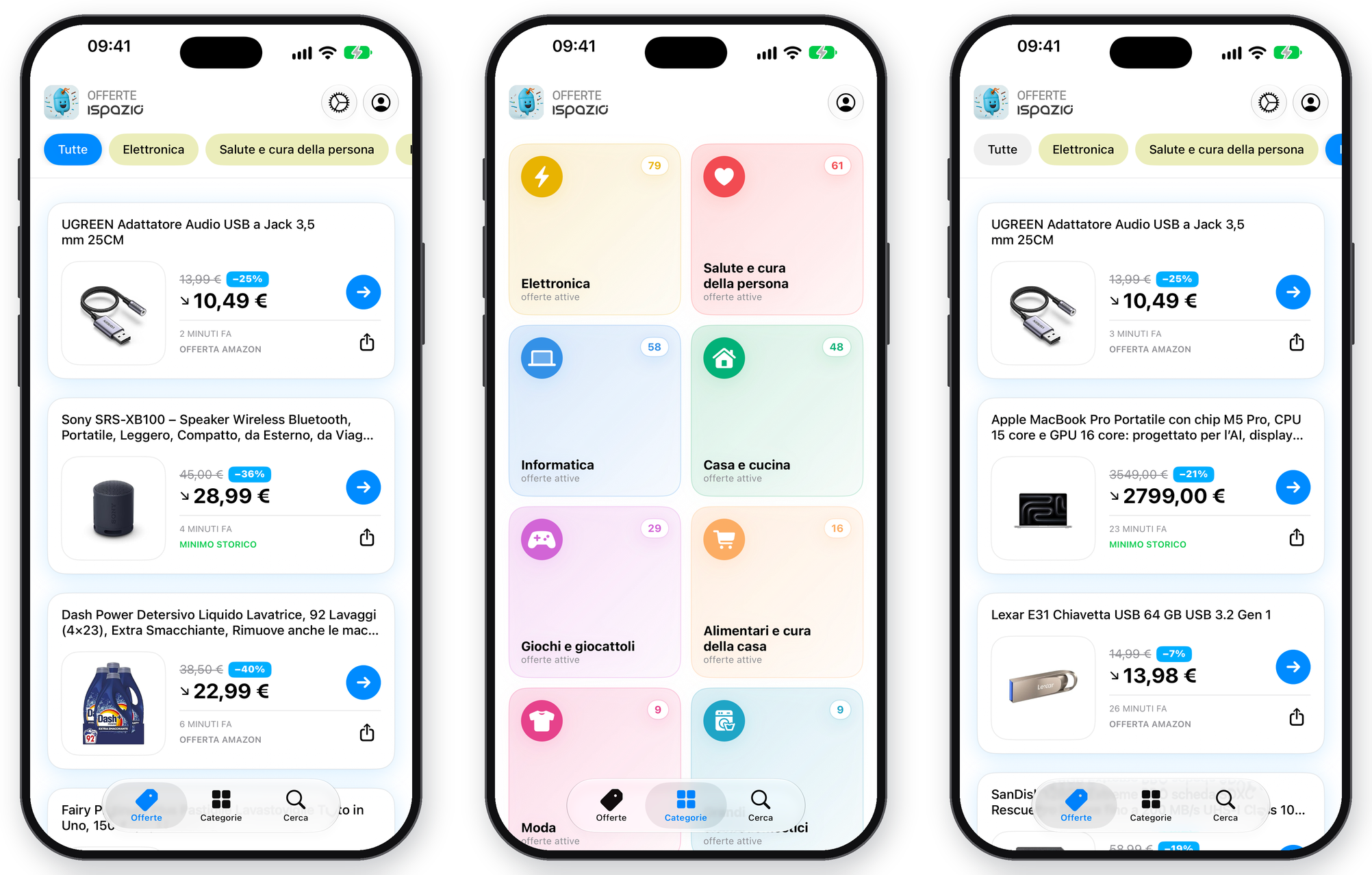 App Offerte iSpazio su iPhone: offerte, categorie e filtri